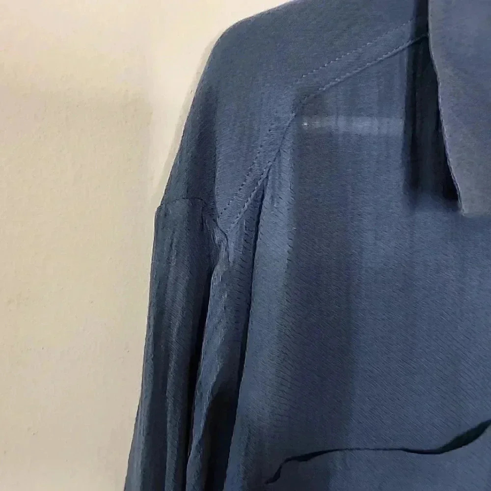 SEAFOLLY Australia Blue 100% Cotton Lagen blouse. Size Medium - Picture 5 of 9